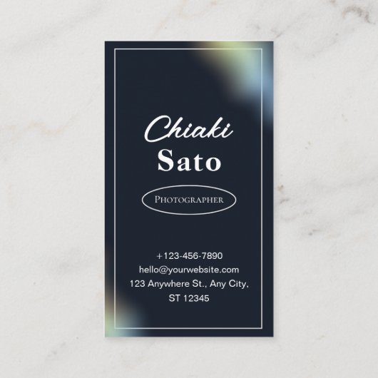 Black Overlay Minimalistisch Fotograf Visitenkarte (Rückseite)