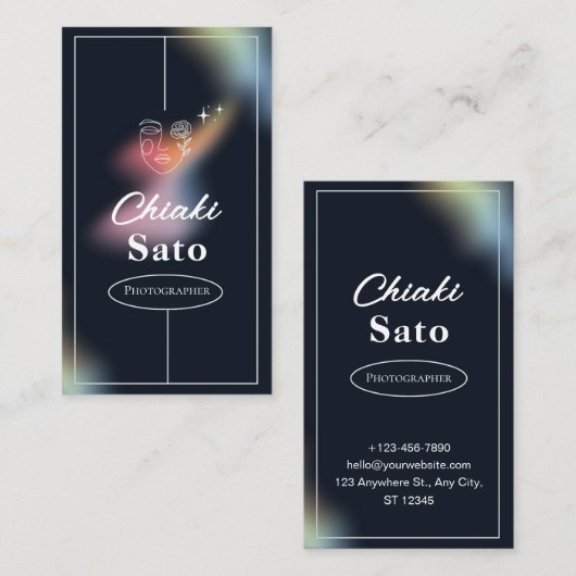 Black Overlay Minimalistisch Fotograf Visitenkarte (Vorne/Hinten)