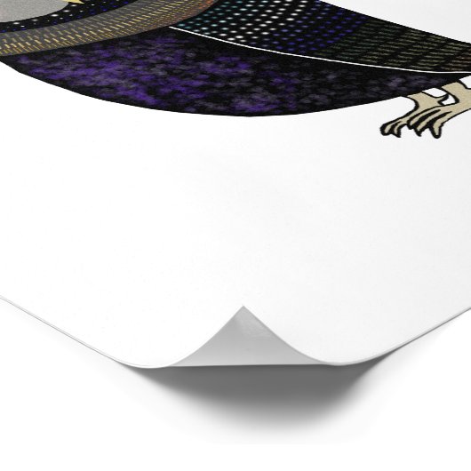 Black Owl Blue Feather Poster von MiKa Art (Ecke)