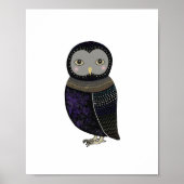 Black Owl Blue Feather Poster von MiKa Art (Vorne)