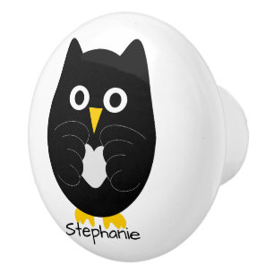 Black Owl Design Personalisiert Keramikknauf