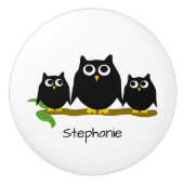 Black Owl Design Personalisiert Keramikknauf (Vorderseite)