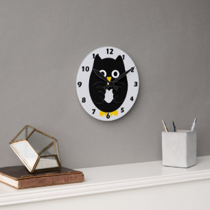 Black Owl Design Runde Wanduhr