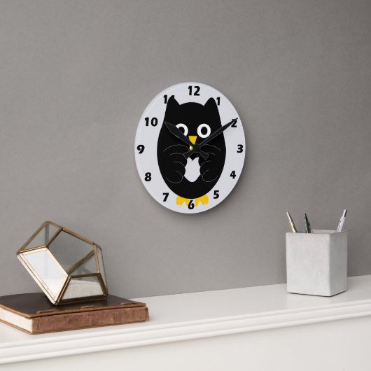 Black Owl Design Runde Wanduhr (Büro)