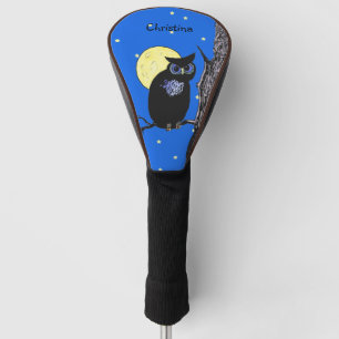 Black Owl in Night Sky Tree Moon Stars Golf Headcover