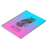 Black Owl on and lila ombre background Notebook Notizblock (Linke Seite)