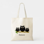 Black Owls Design Personalisiert Tragetasche (Rückseite)