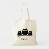 Black Owls Design Personalisiert Tragetasche (Vorne)