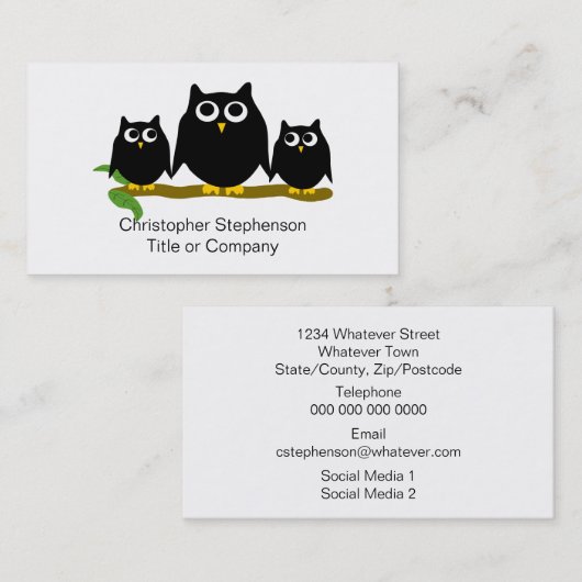 Black Owls Design Visitenkarte (Vorne/Hinten)