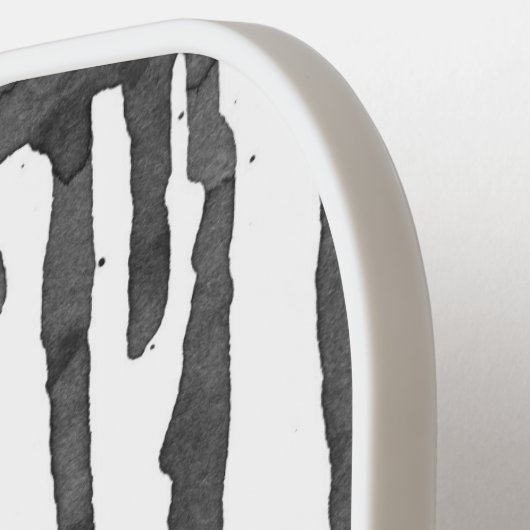 Black Paint Drop Stripes Pattern Pickleball Schläger (Linke Seite)