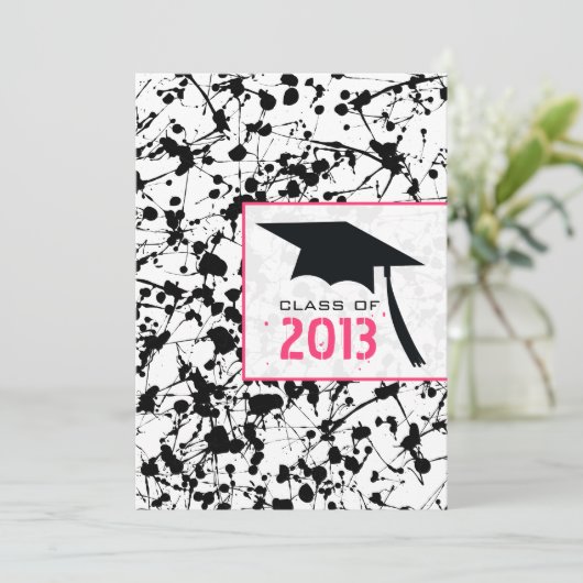 Black Paint Spritzer 2013 Abschluss Einladung (Stehend Vorderseite)