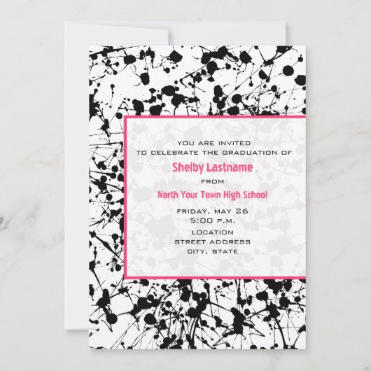 Black Paint Spritzer 2013 Abschluss Einladung (Rückseite)