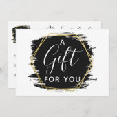 Black Paint Stroke & Modern Gold Certificate Card Einladung (Vorne/Hinten)