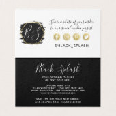 Black Paint Stroke & Modern Gold Dankeschön Karte (Innenseite Aufgefaltet)
