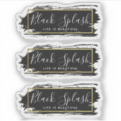 Black Paint Stroke & Modern Gold Geo 3-teiliges Lo Aufkleber (Vorderseite)