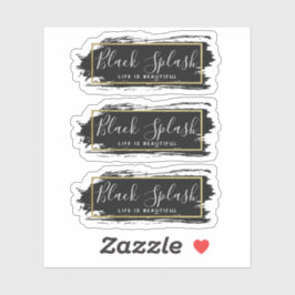 Black Paint Stroke & Modern Gold Geo 3-teiliges Lo Aufkleber