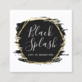 Black Paint Stroke & Modern Gold Social Networking Quadratische Visitenkarte (Vorderseite)