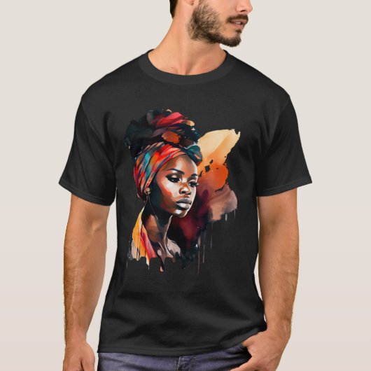 Black Painting Beautiful African Queen Dripping Me T-Shirt (Vorderseite)