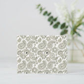 Black Paisley auf Weiß Postkarte (Stehend Vorderseite)