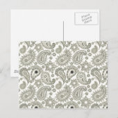 Black Paisley auf Weiß Postkarte (Vorne/Hinten)