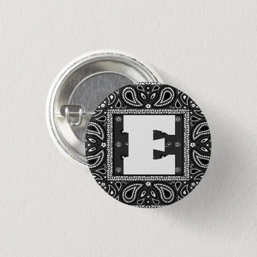 Black Paisley Bandana Birthday Hip Hop Rap Scarf Button (Vorne & Hinten)