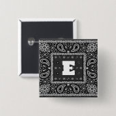Black Paisley Bandana Birthday Hip Hop Rap Scarf Button (Vorne & Hinten)