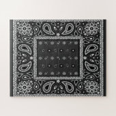 Black Paisley Bandana Birthday Hip Hop Rap Scarf Puzzle (Horizontal)