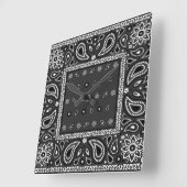 Black Paisley Bandana Birthday Hip Hop Rap Scarf Quadratische Wanduhr (Winkel)