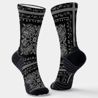 Black Paisley Bandana Print Socken