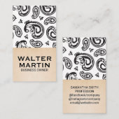 Black Paisley Blume Pattern Visitenkarte (Vorne/Hinten)