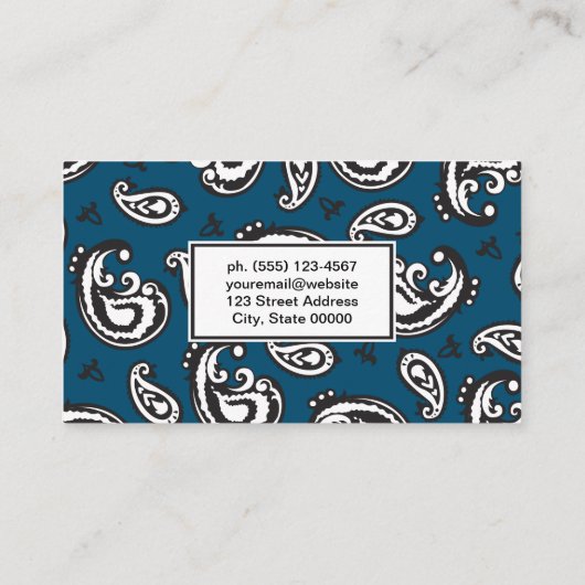 Black Paisley Blume Pattern Visitenkarte (Rückseite)