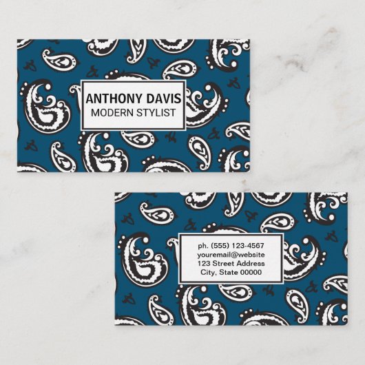 Black Paisley Blume Pattern Visitenkarte (Vorne/Hinten)