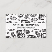 Black Paisley Blume Pattern Visitenkarte (Vorderseite)