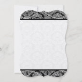 Black Paisley Damask Einladung zur Hochzeit (Rückseite)