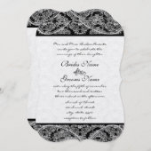 Black Paisley Damask Einladung zur Hochzeit (Vorne/Hinten)