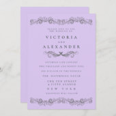 Black Pale Purple Flourish Any Time Wedding Einladung (Vorne/Hinten)