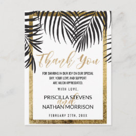 Black Palm Tree Frond Gold Border Moderne Vielen D Postkarte