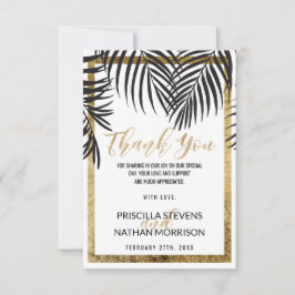 Black Palm Tree Fronds Gold Border Modern Dankeskarte