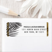 Black Palm Tree Fronds Gold Border Moderne Adresse (Insitu)