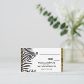 Black Palm Tree Fronds Gold Border Moderne Hochzei Platzkarte (Stehend Vorderseite)