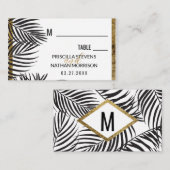 Black Palm Tree Fronds Gold Border Moderne Hochzei Platzkarte (Vorne/Hinten)