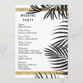 Black Palm Tree Fronds Gold Border Moderne Hochzei Programm (Rückseite)