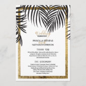 Black Palm Tree Fronds Gold Border Moderne Hochzei Programm (Vorderseite)