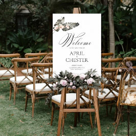 Black Palm Wedding Welcome Sign Poster