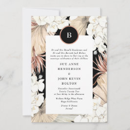 Black Pampas und Rose Goldene Hochzeit Einladung