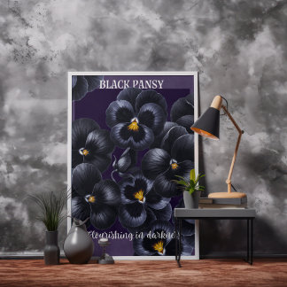 Black Pansy Dark Blume Affirmation Poster