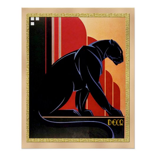 Black Panther Art Deco Poster (Vorderseite)