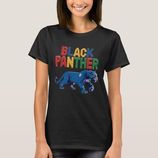 Black Panther Bausteine Brick Builder Schwarz  T-Shirt (Vorderseite)