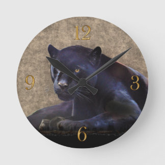 Black Panther Big Cat Animal-Lover's Wall Clock Runde Wanduhr