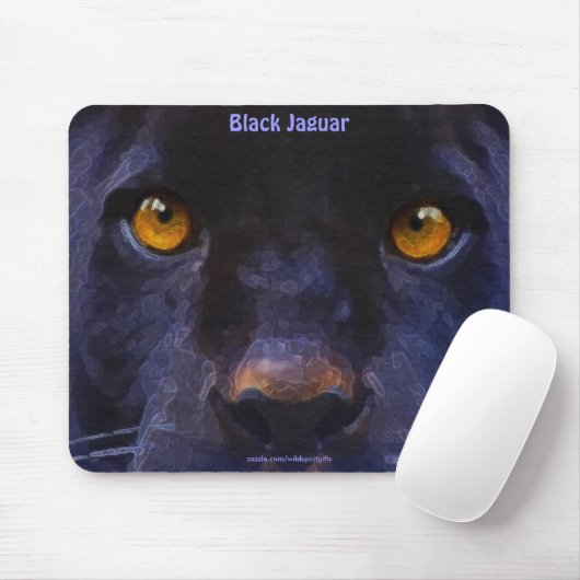 Black Panther (Black Jaguar) Wildlife Art Mousepad (Mit Mouse)